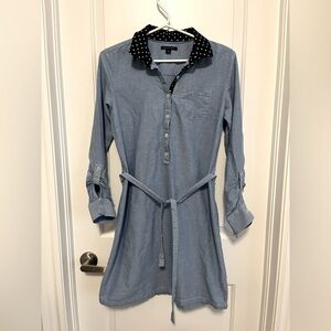 Tommy Hilfiger:  Blue Shirt Dress with Polka Dot Collars